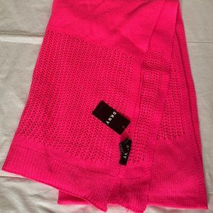 DKNY Open-Knit Blocked Scarf in Neon Pink NEW